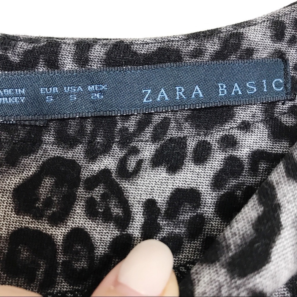 Zara Basic Leopard Print Stretch Shift Dress S - image 3